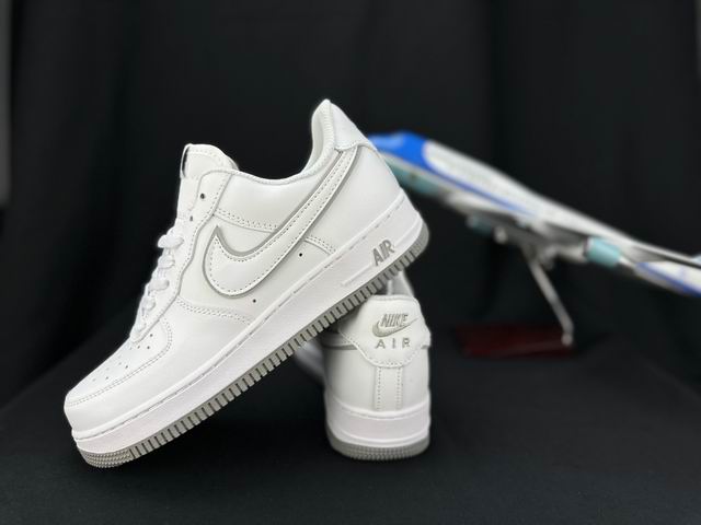 Cheap Nike Air Force 1 White Grey Double Swoosh Shoes Men and Women-9 - Click Image to Close